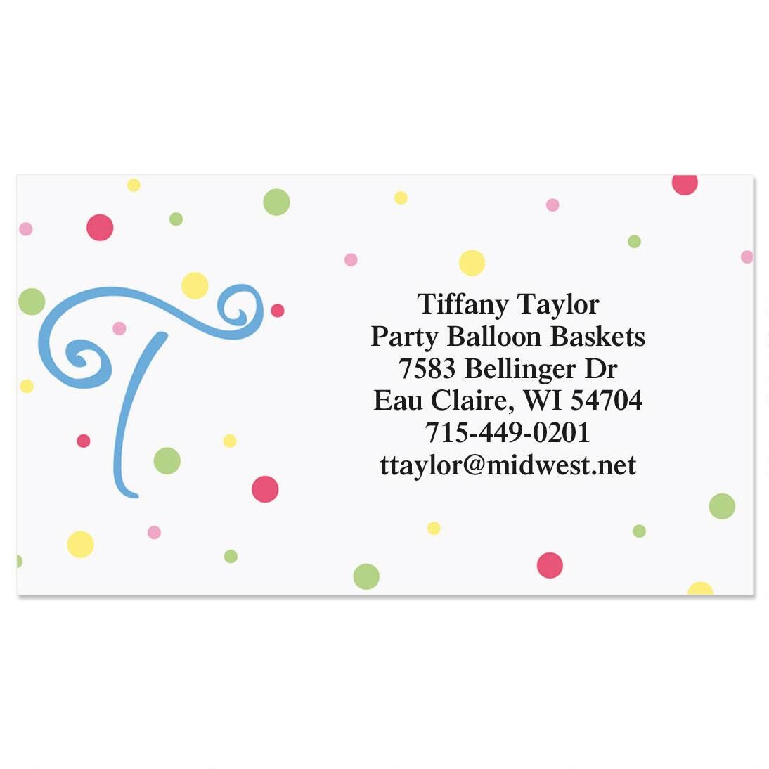 Splatter Dot Initial Business Cards Colorful Images