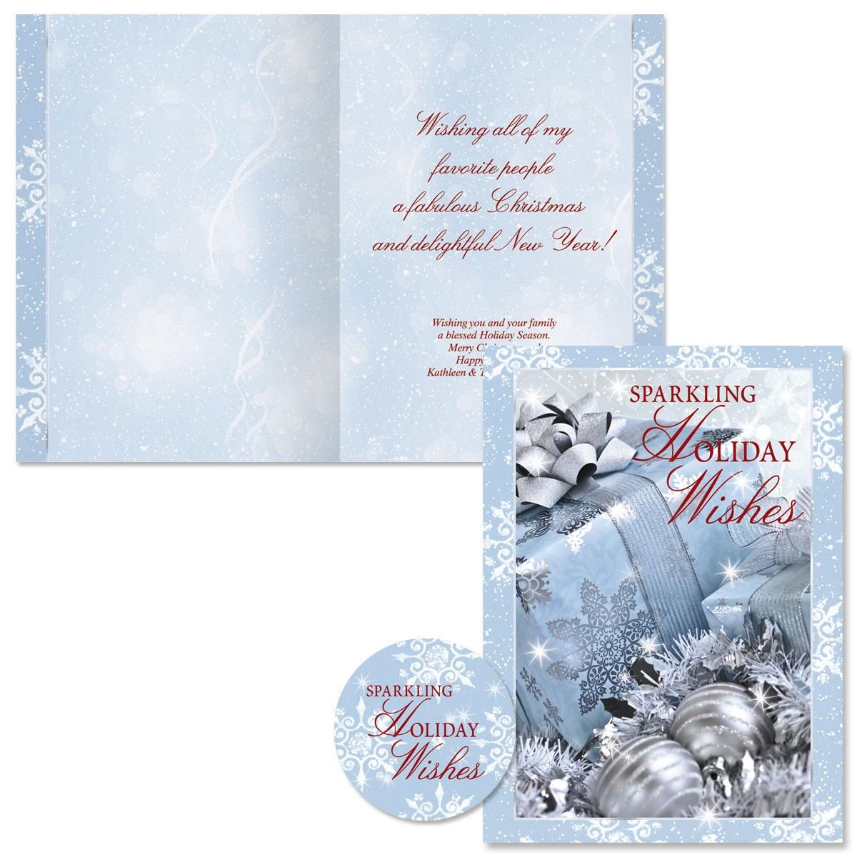 Icy Blue Glamour Christmas Cards