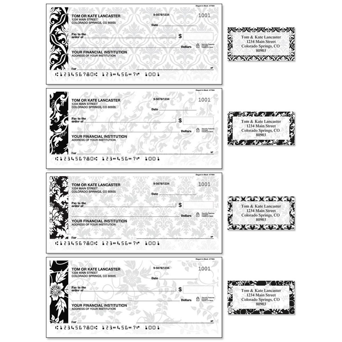 Elegant in Black Personal Duplicate Checks With Matching Address Labels
