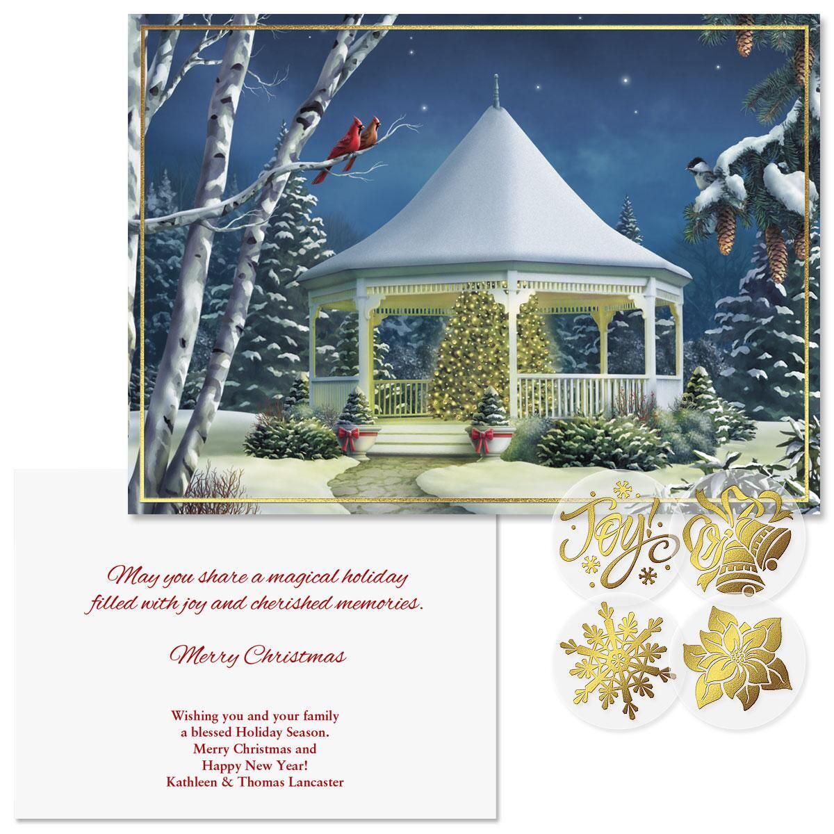 Shining Brightly Personalized Foil Christmas Cards | Colorful Images