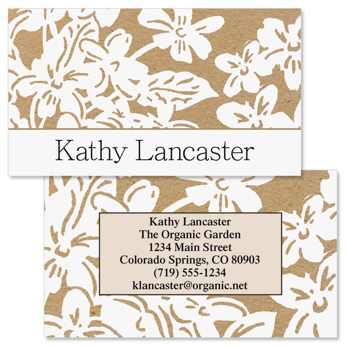 Kraft Flowers Double-Sided Business Cards