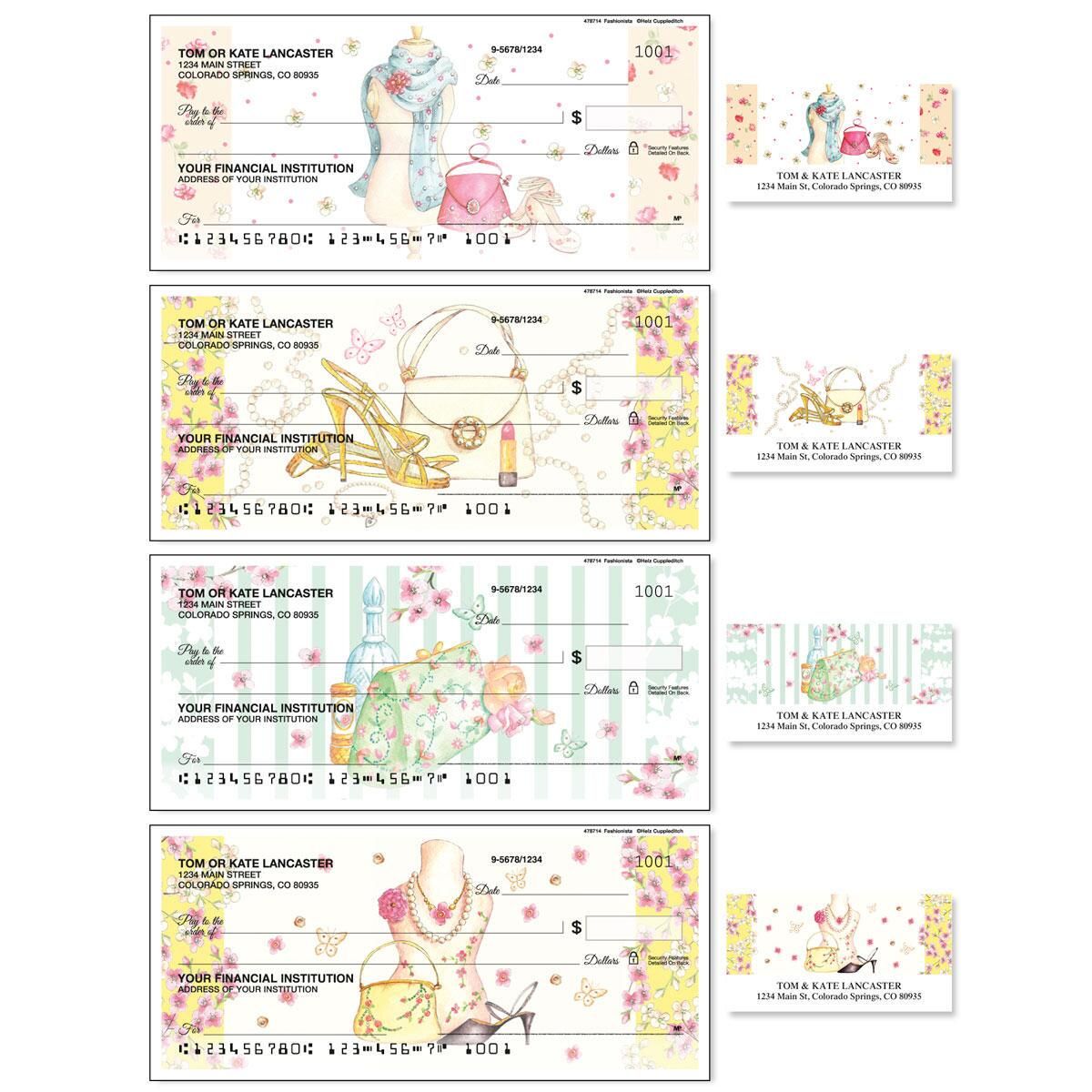 Fashionista Personal Single Checks with Matching Address Labels