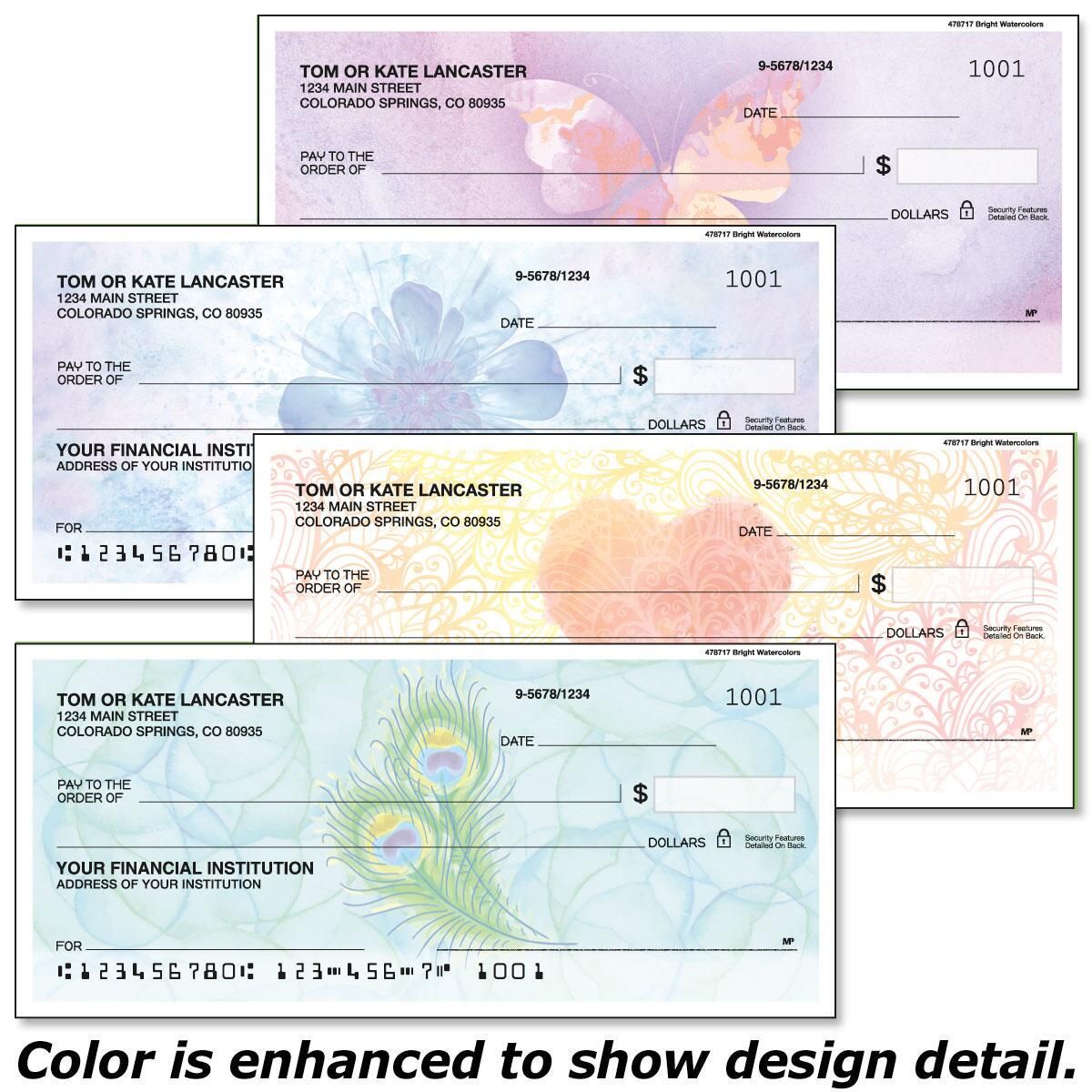 Bright Watercolors Personal Checks | Colorful Images