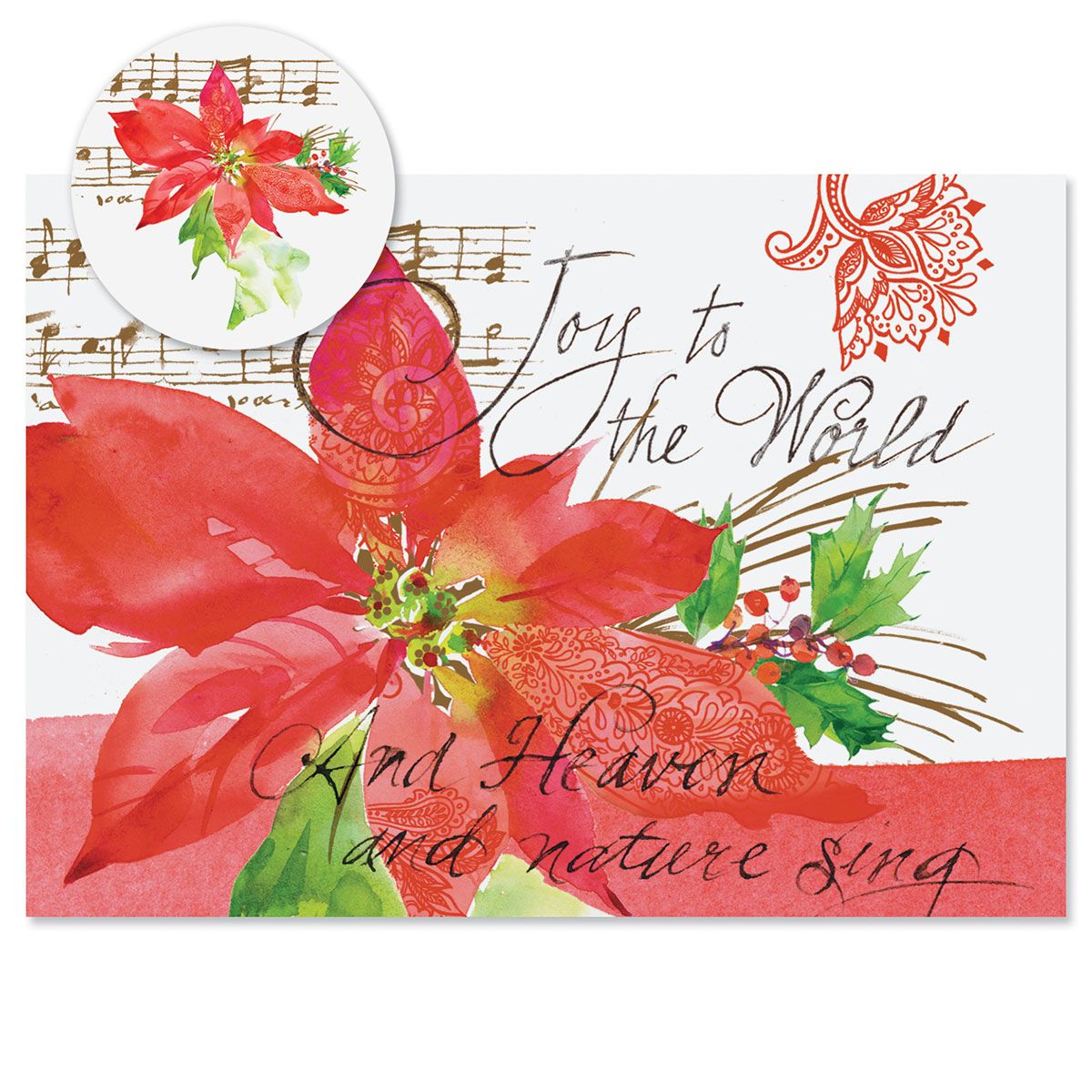 Poinsettia Melody Christmas Cards - Nonpersonalized