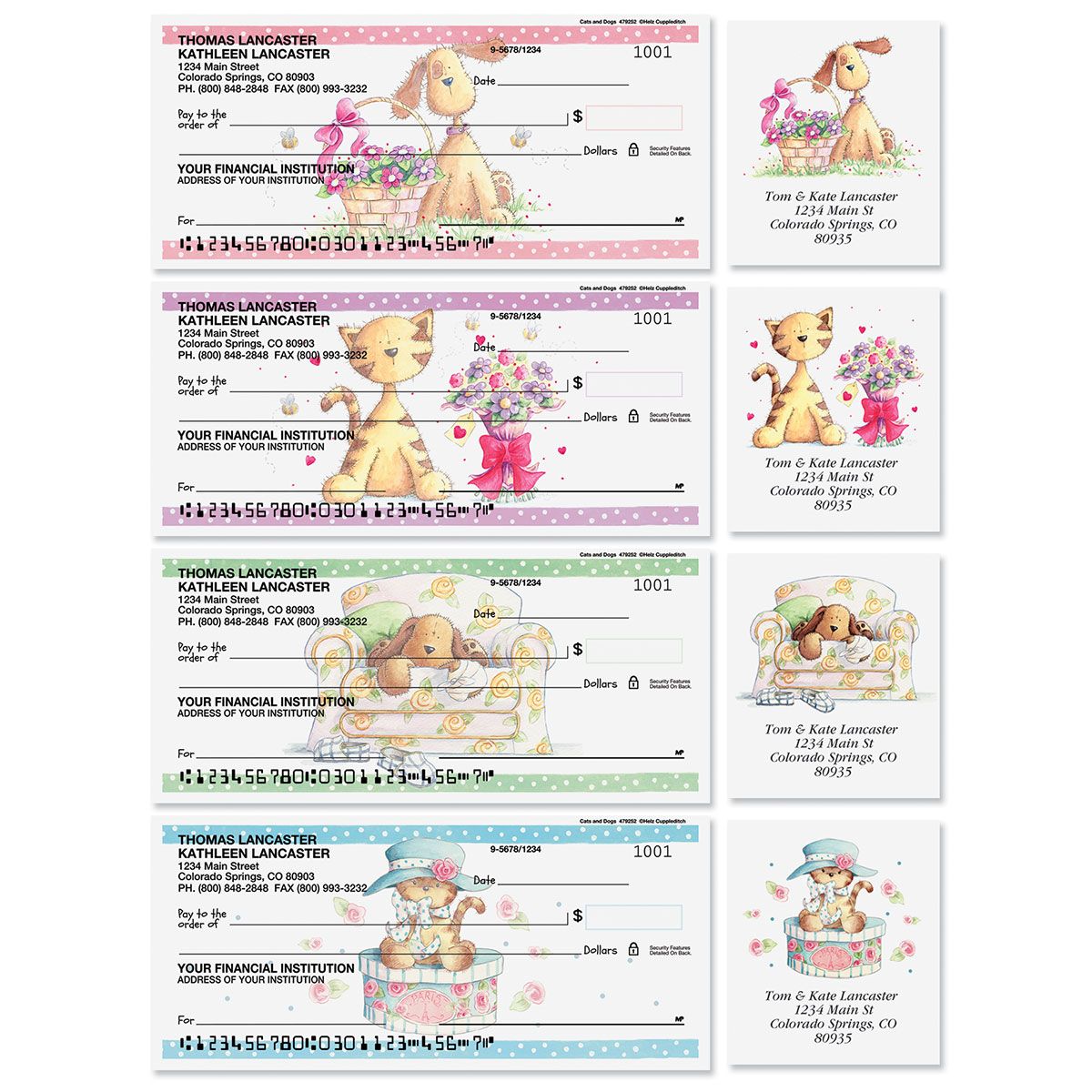 Cats & Dogs Personal Duplicate Checks with Matching Address Labels