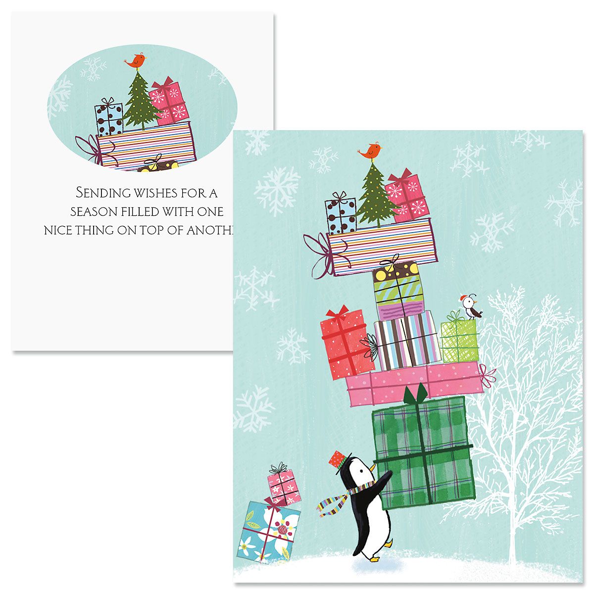 Penguin Presents Note Card Size Christmas Cards