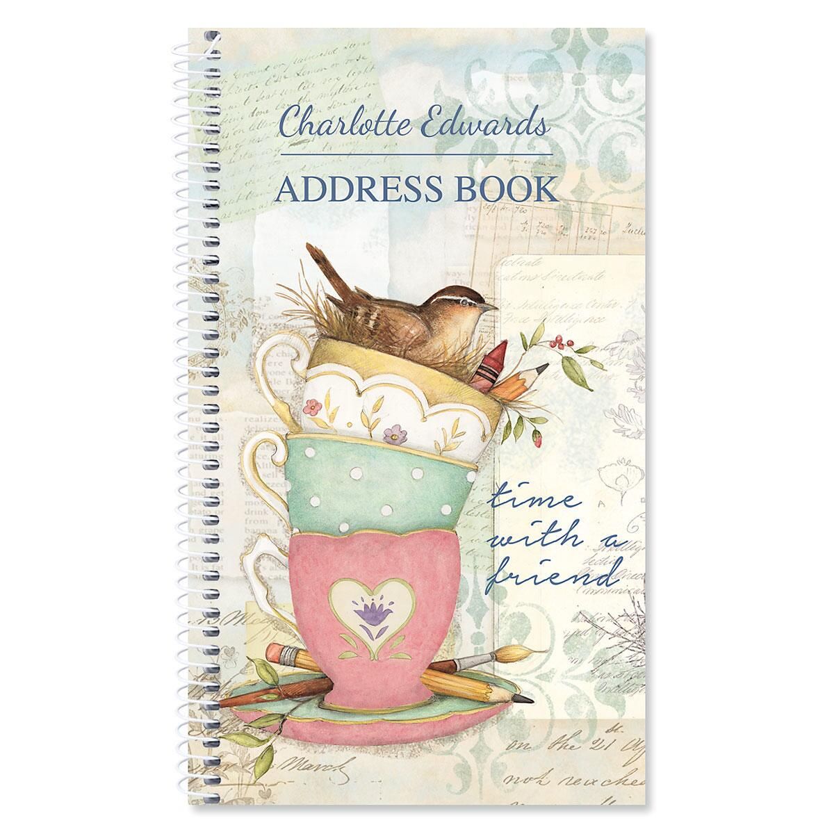 teacup personalized lifetime address book colorful images lifetime address books