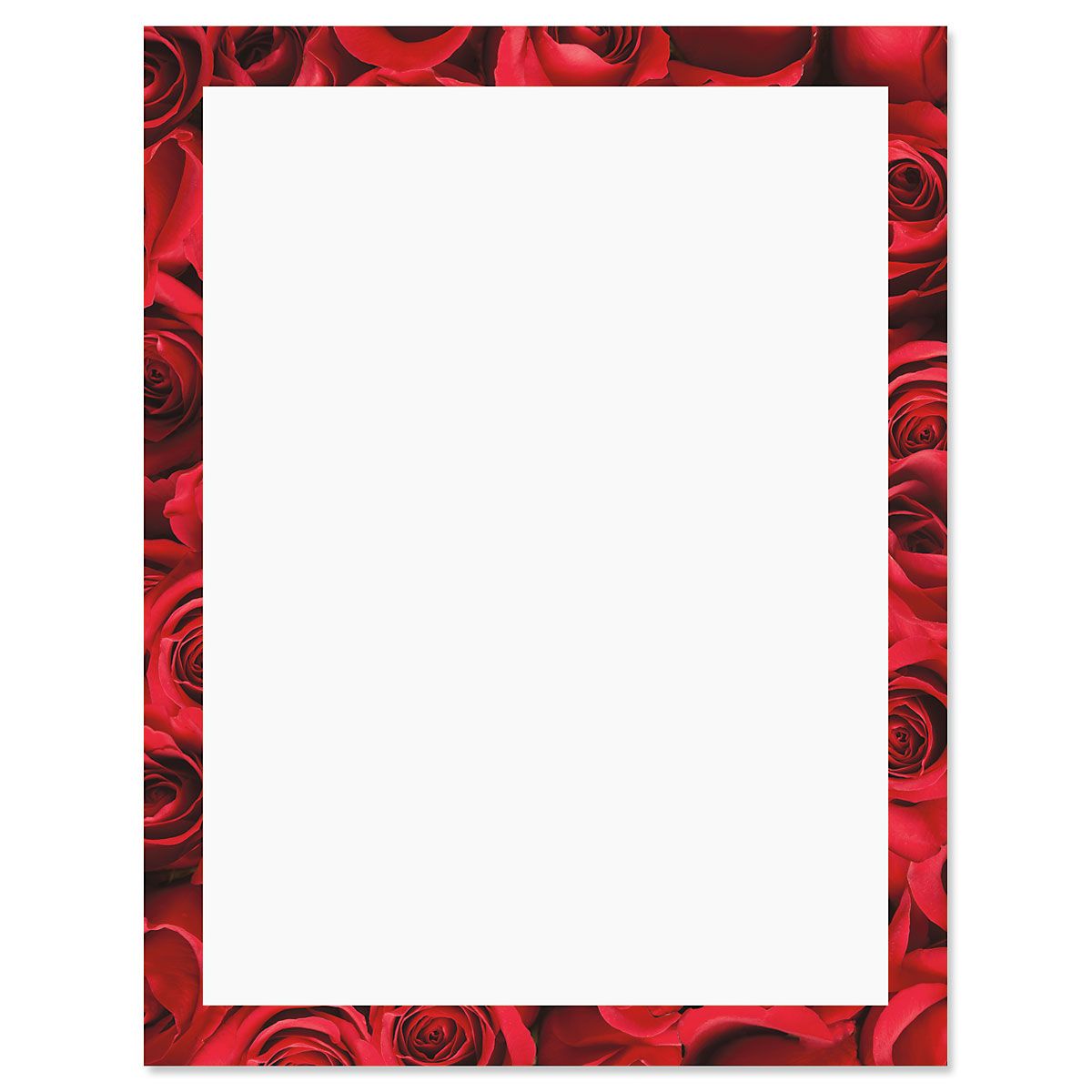 Bed of Roses Frame on White Valentine's Day Letter Papers