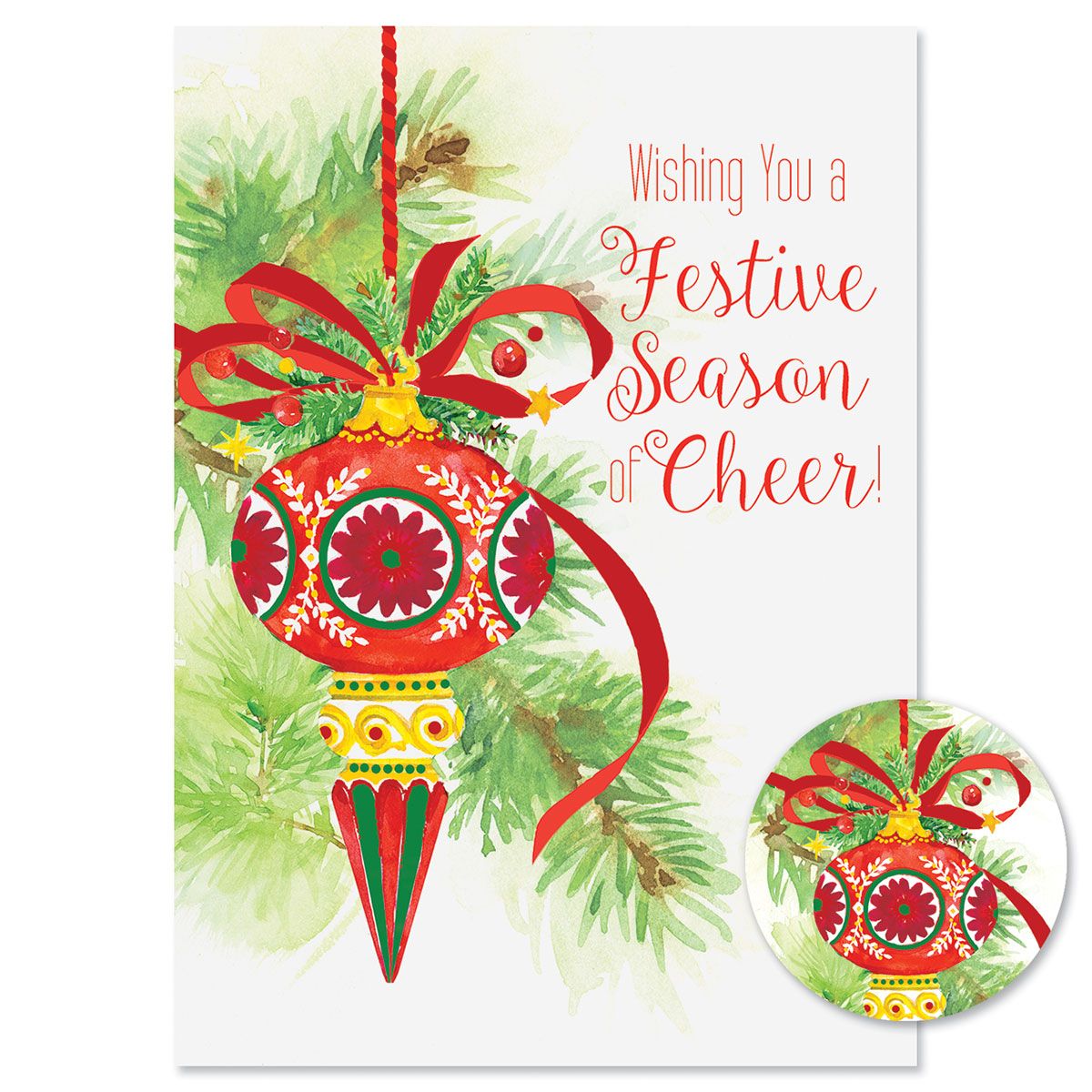 Red Ornament Christmas Cards - Nonpersonalized