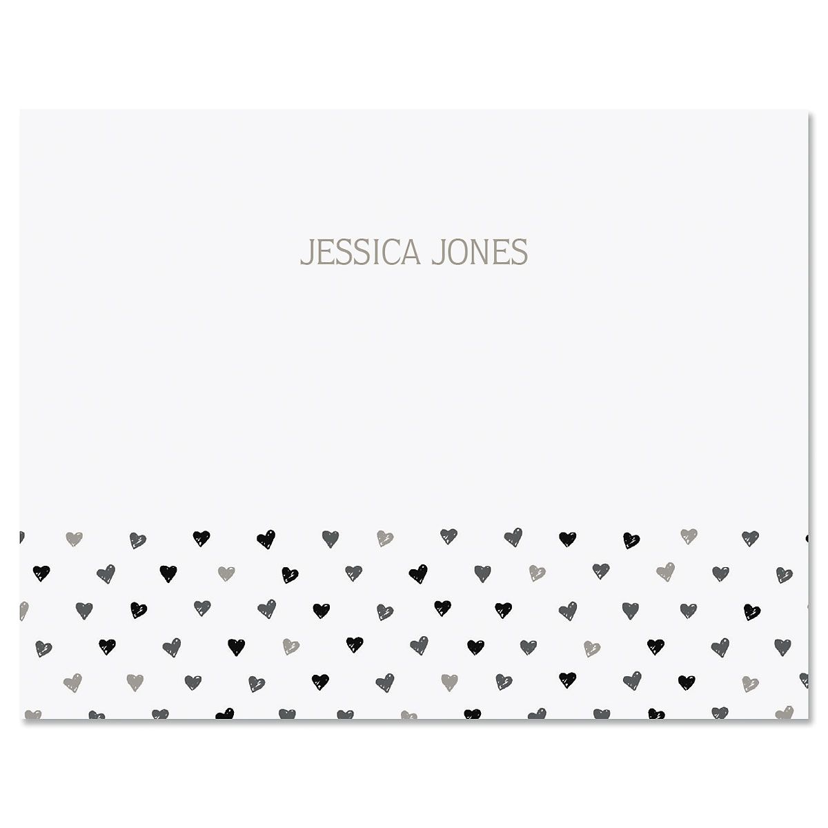 Grey Mini Hearts Custom Note Cards Grey