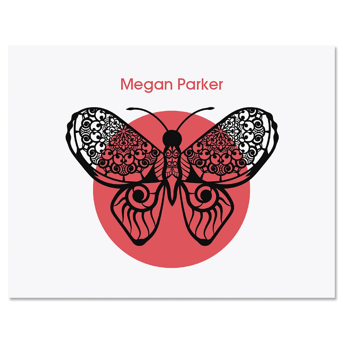 Pink Print Butterfly Custom Note Cards Pink