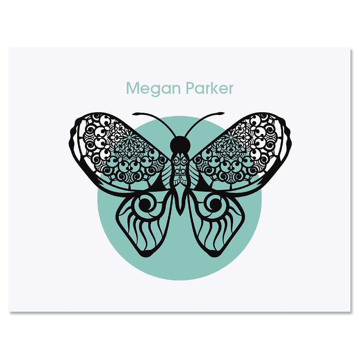 Blue Print Butterfly Custom Note Cards Blue