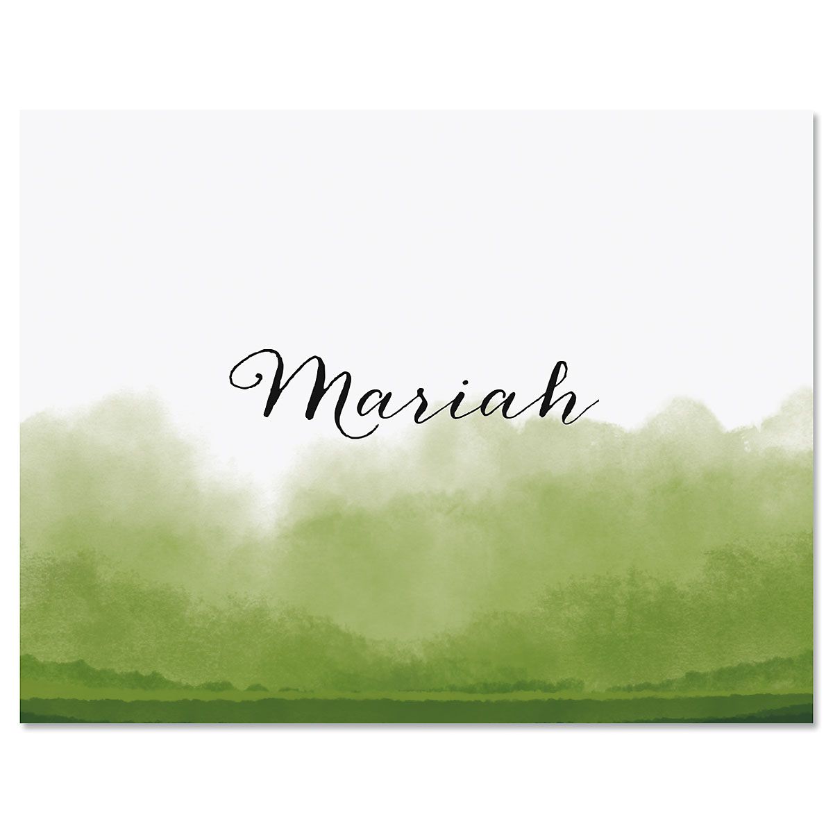 Green Dipped Watercolor Custom Note Cards Green