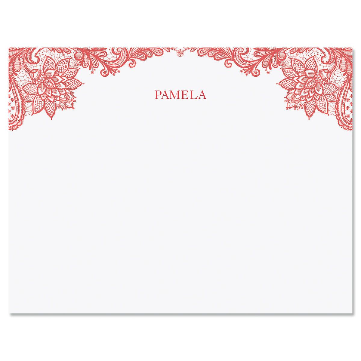 Pink Amelia Lace Custom Note Cards Pink