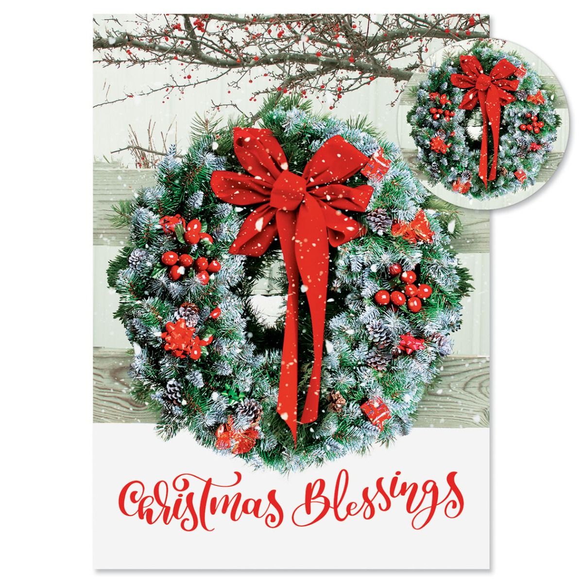 Wreath In Snow Christmas Cards - Nonpersonalized Non-Personalized Cards