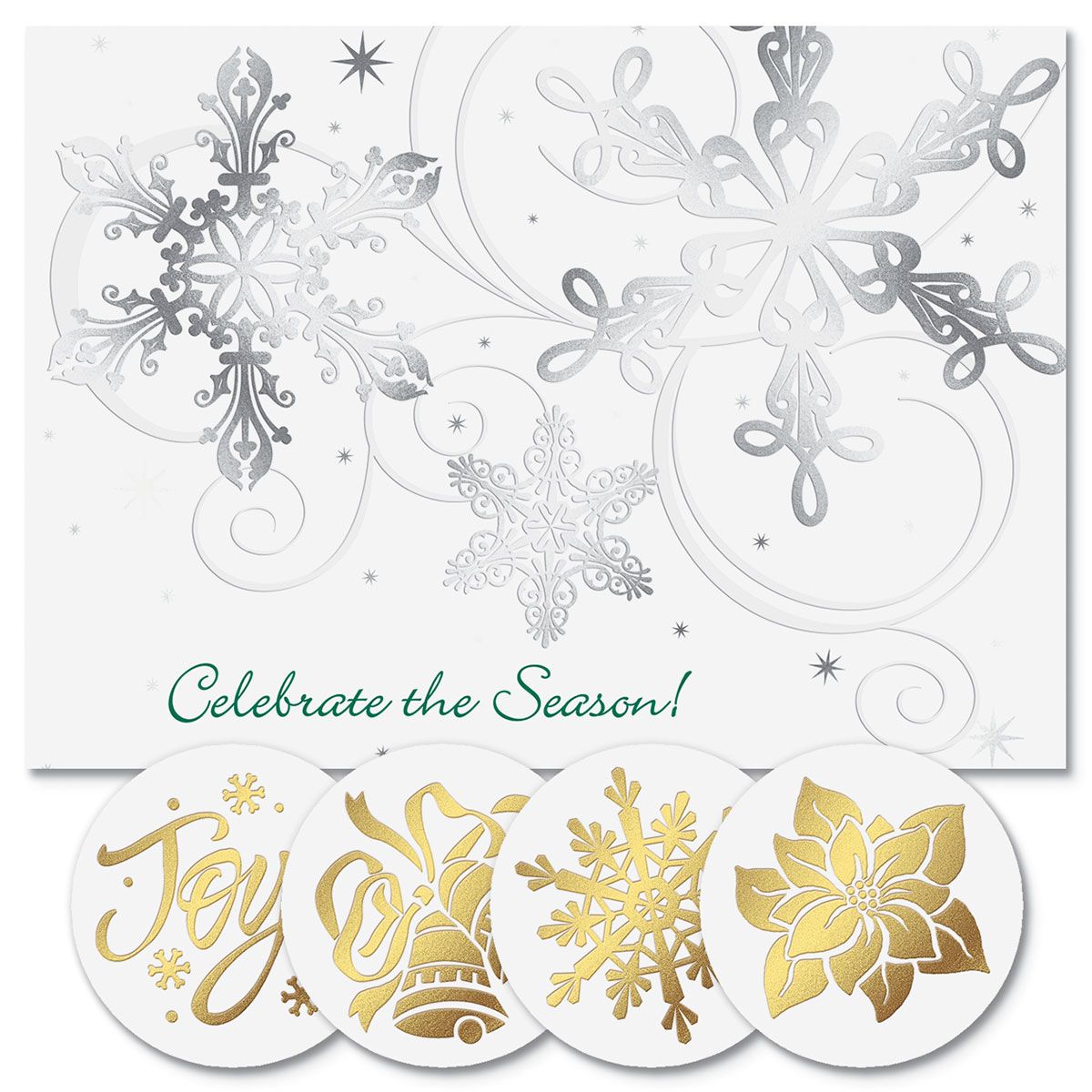 Snow Swirls Foil Christmas Cards - Nonpersonalized Non-Personalized Cards
