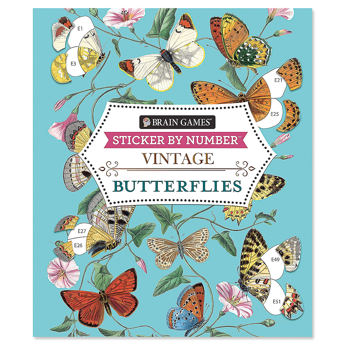 Vintage Butterflies Sticker By Number Brain Games Colorful Images