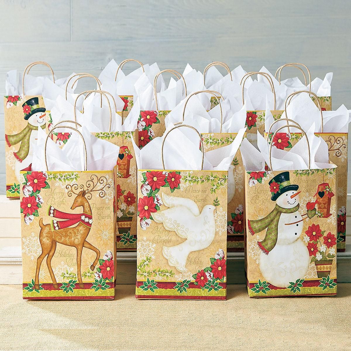 Traditional Holiday Gift Bag Set | Colorful Images