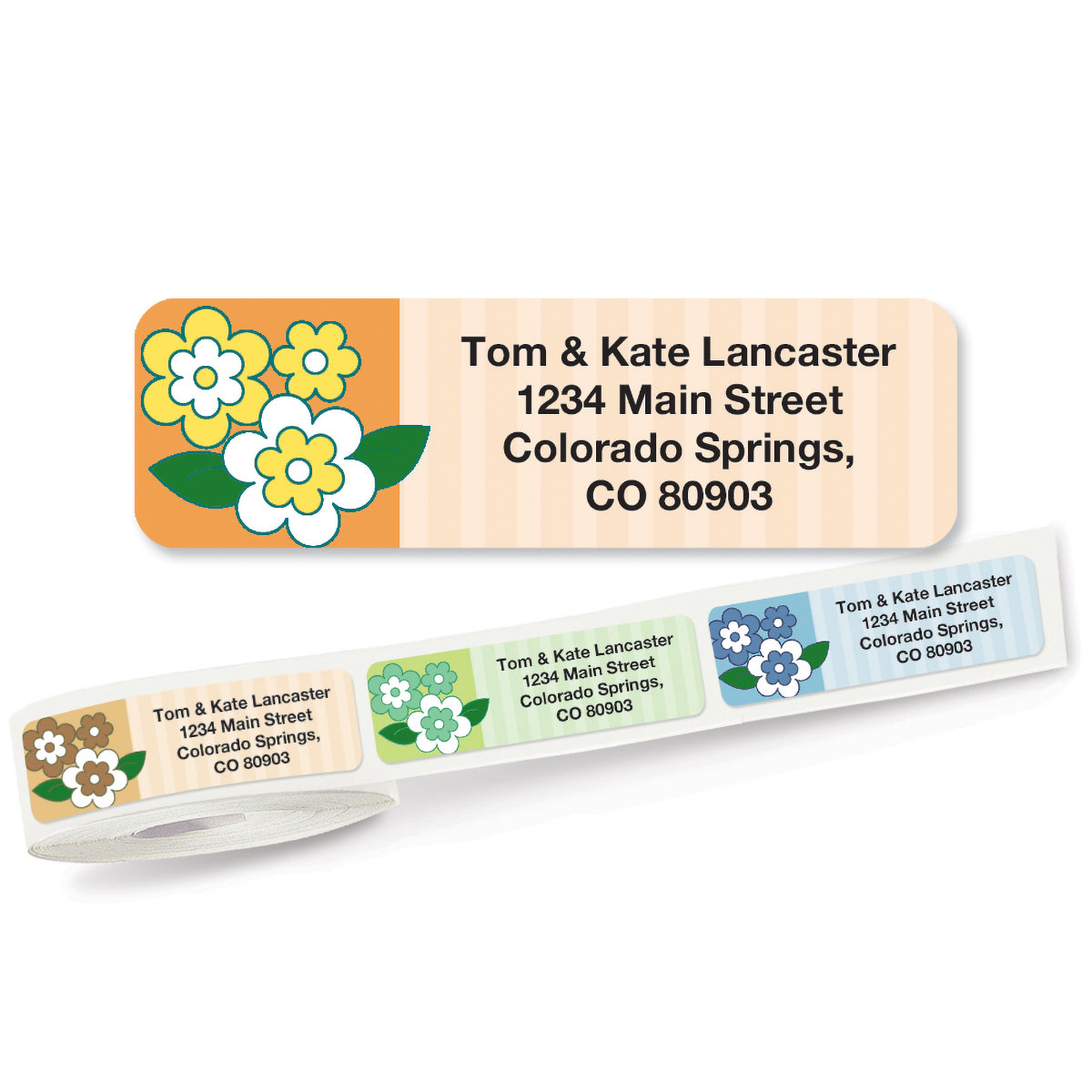Flower Frenzy Rolled Address Labels | Colorful Images