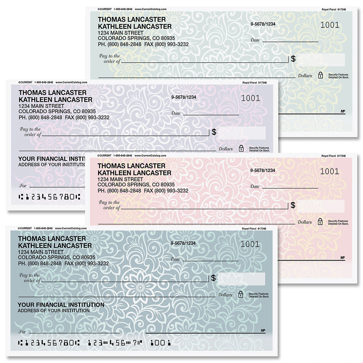 Royal Floral Personal Checks | Colorful Images