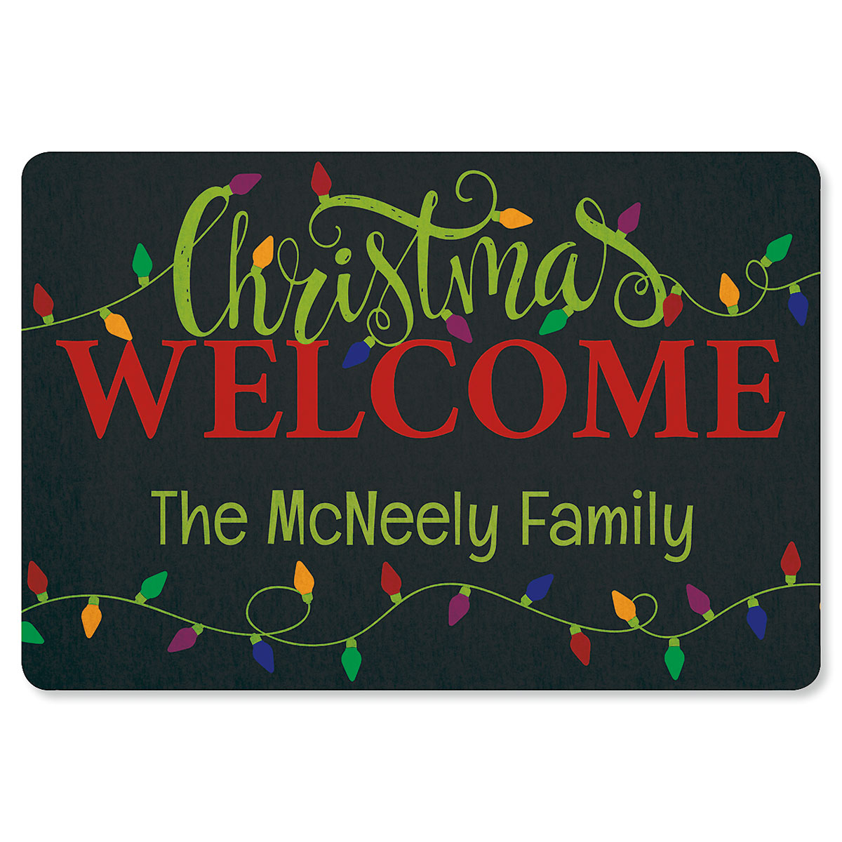 Holiday Lights Personalized Christmas Doormat Colorful Images