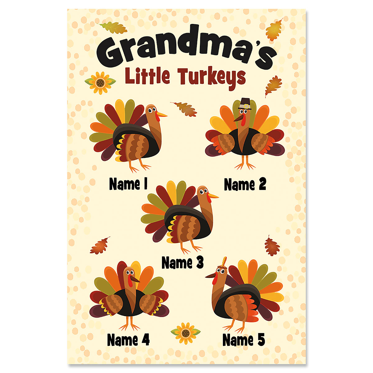 Grandma's Turkeys Personalized Garden Flag - 5 Names