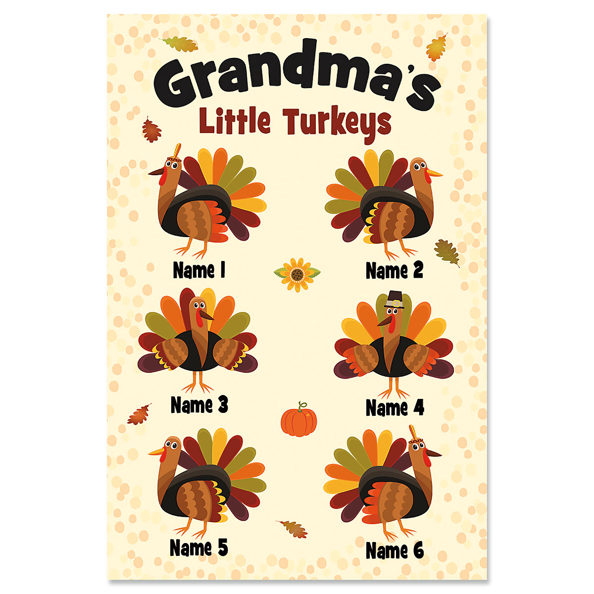 Grandma's Turkeys Personalized Garden Flag - 6 Names