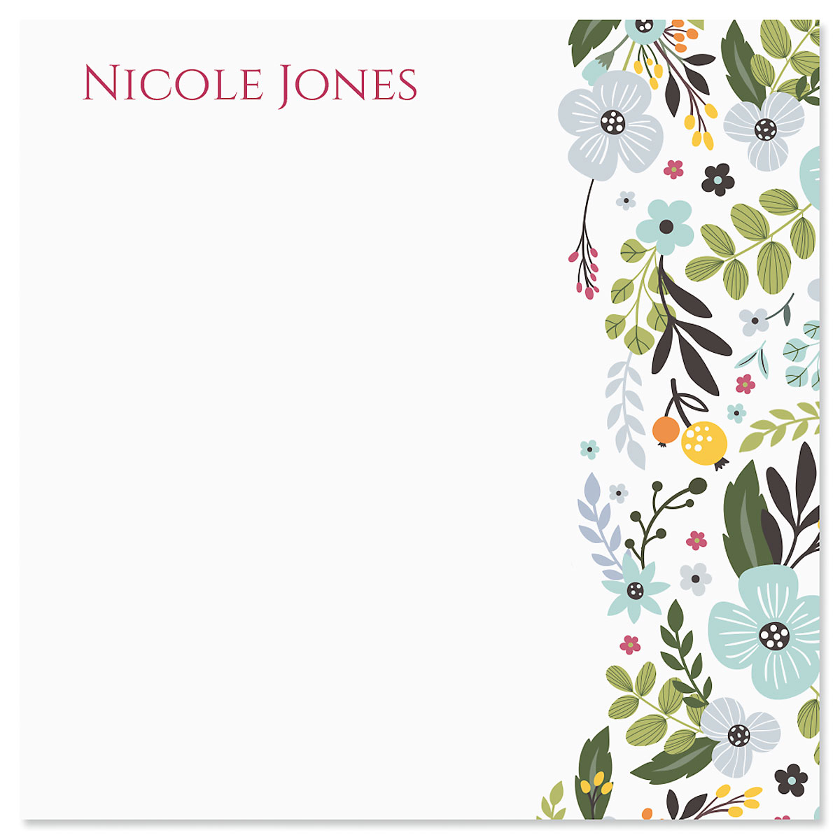Aubrey Floral Personalized Note Sheets in a Cube Refill | Colorful Images