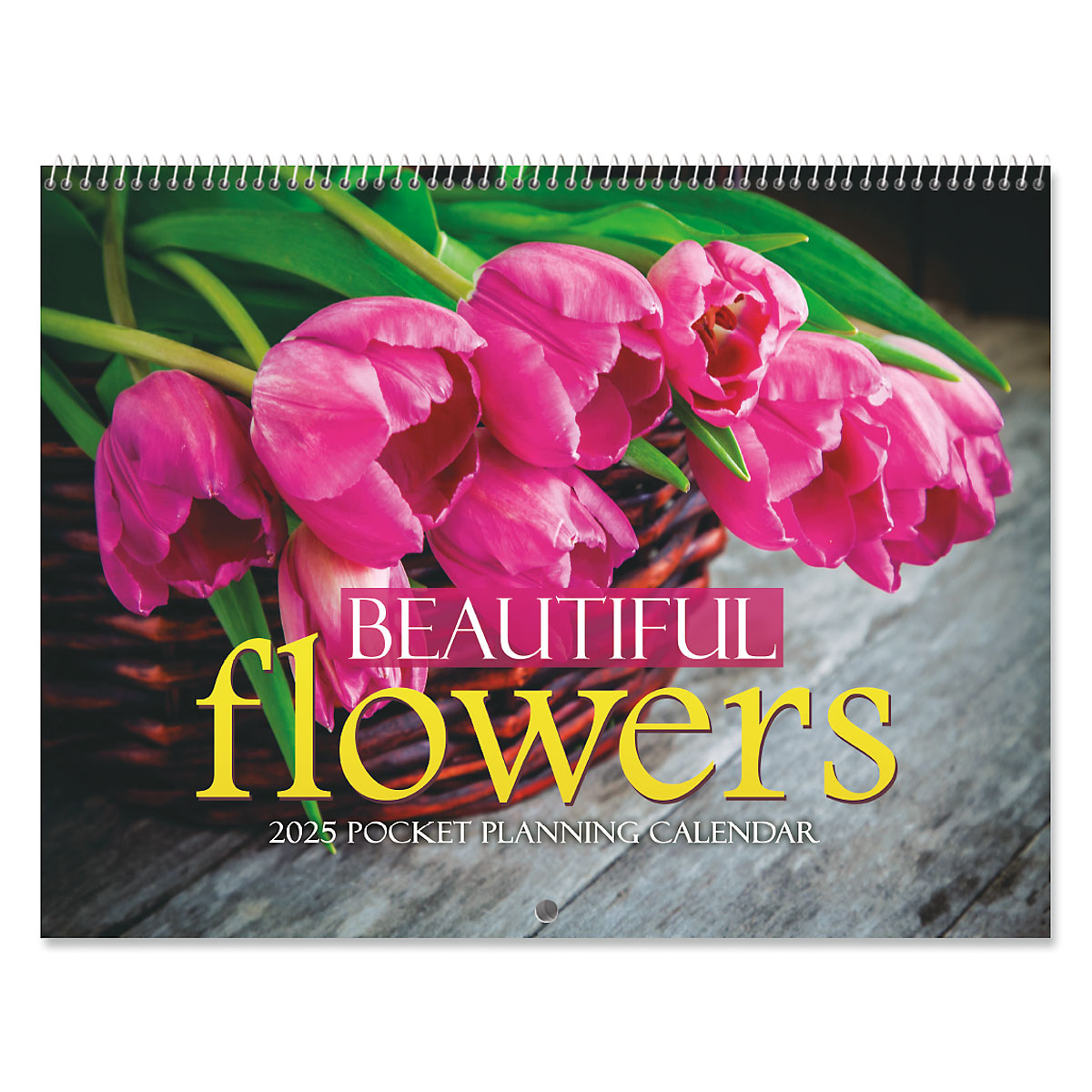 Beautiful Flowers 2025 Big Grid Planning Calendar With Pockets 