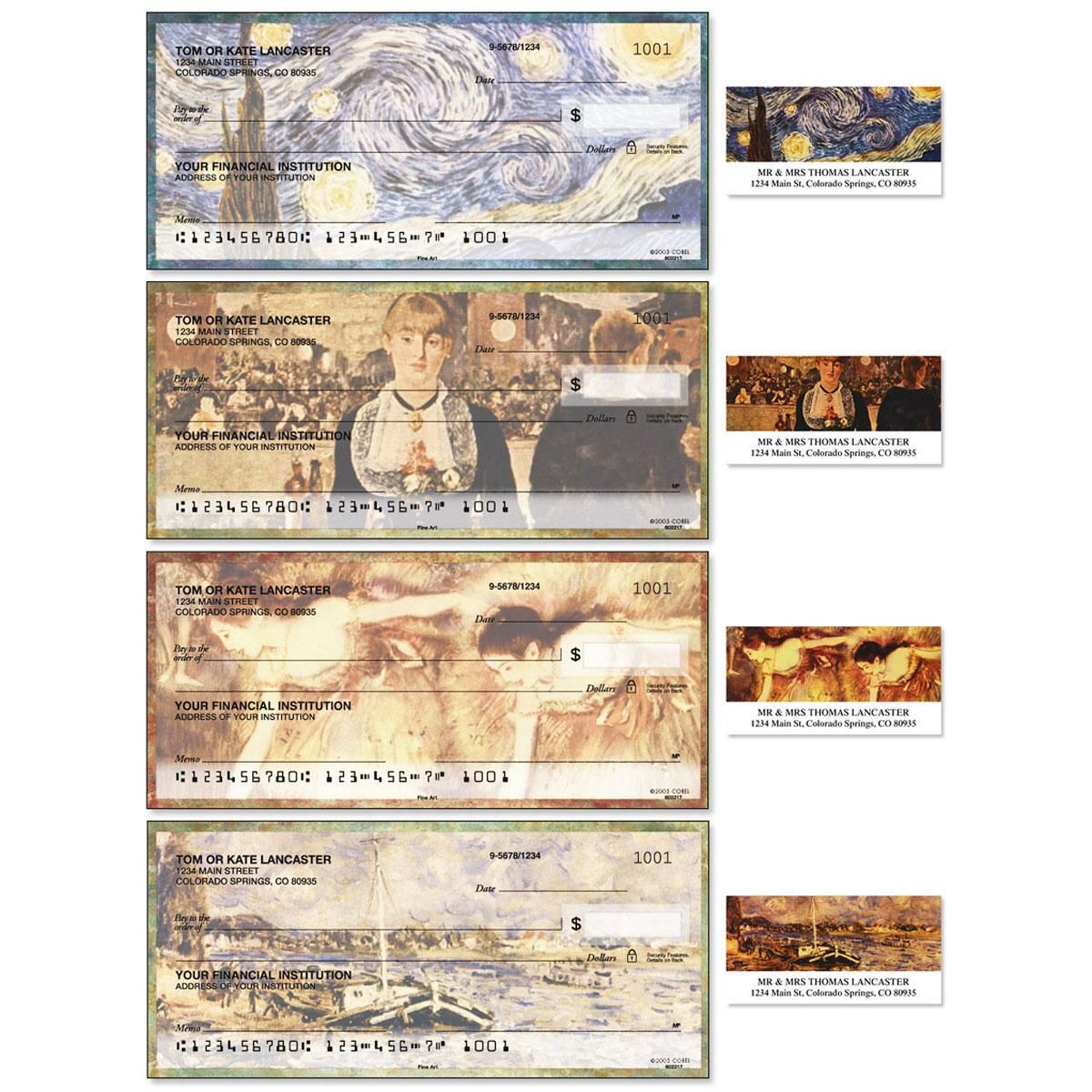 Fine Arts Personal Duplicate Checks with Matching Address Labels
