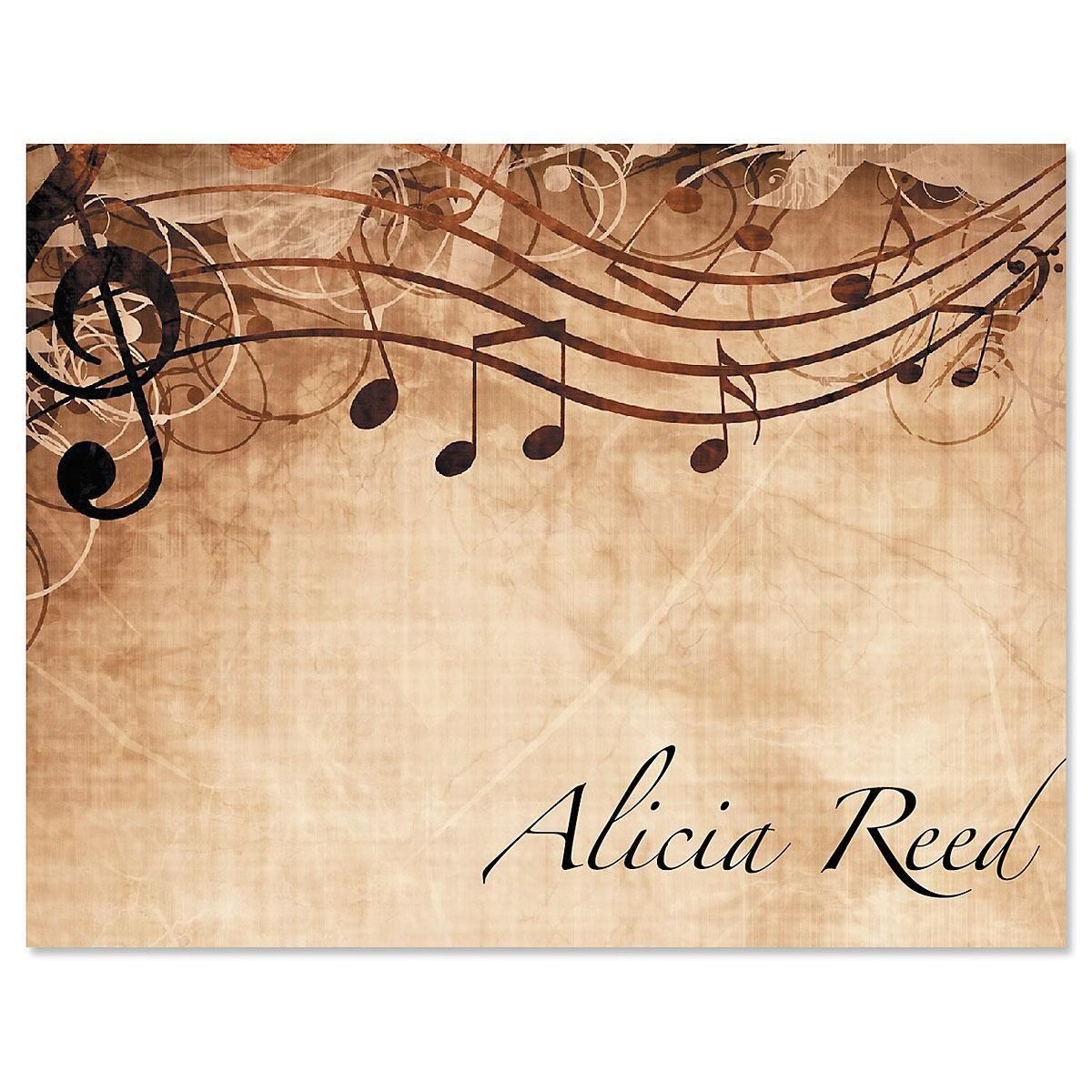 Sheet Music Personalized Note Cards - Set of 24