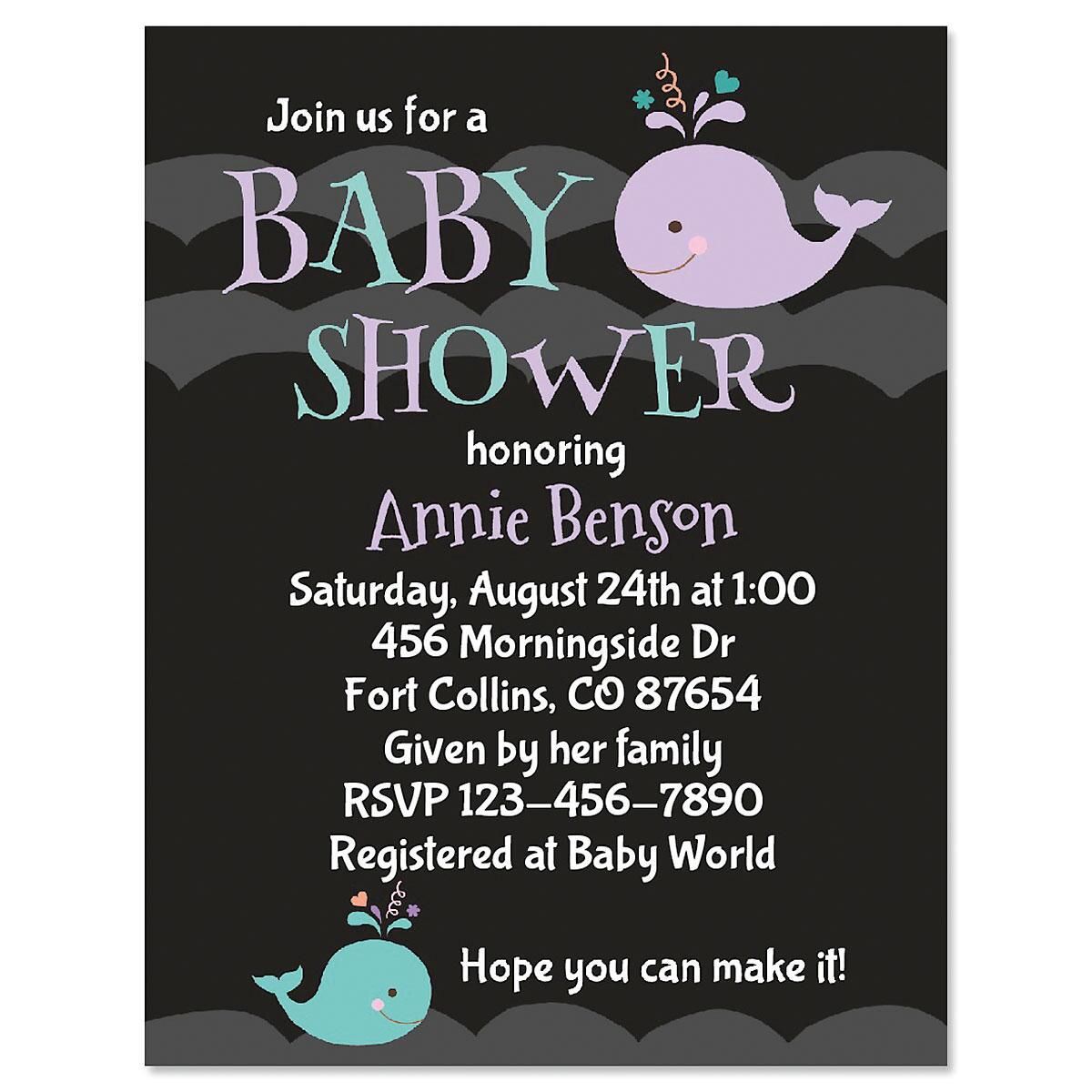 Whale Waves Personalized Invitation Colorful Images