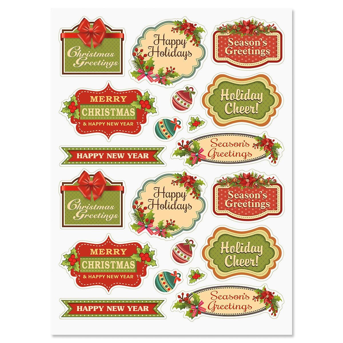 vintage christmas stickers colorful images