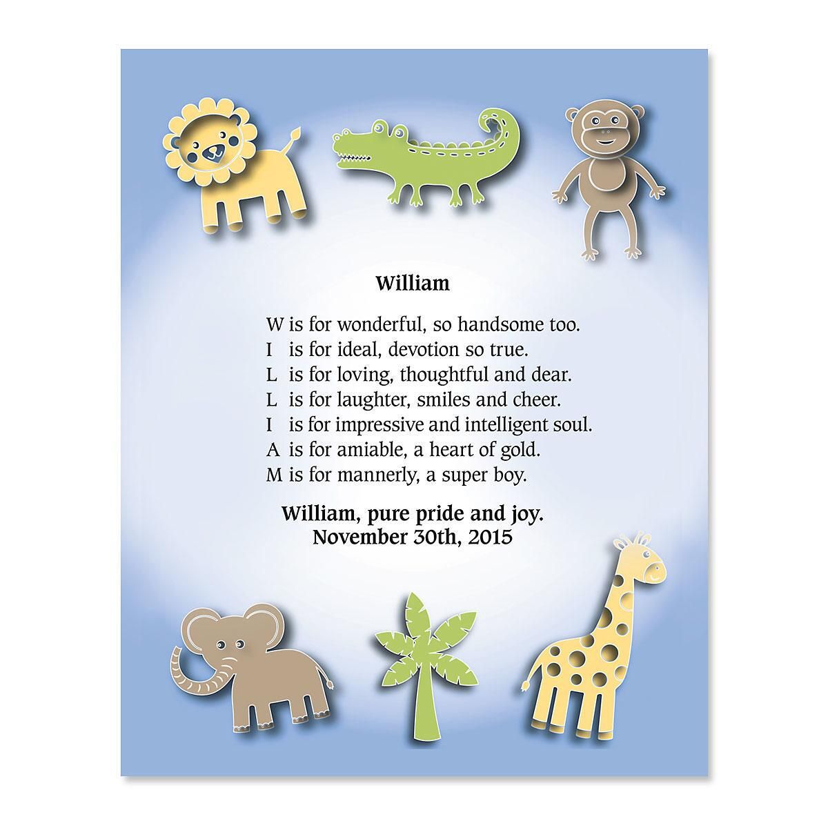 Zoo Animals Name Poem Print Colorful Images