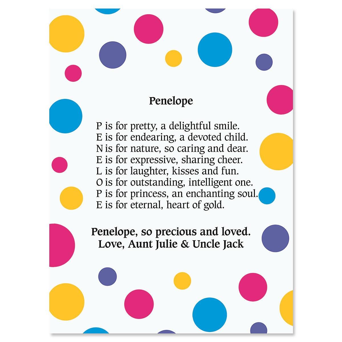 Dots Name Poem Print Colorful Images