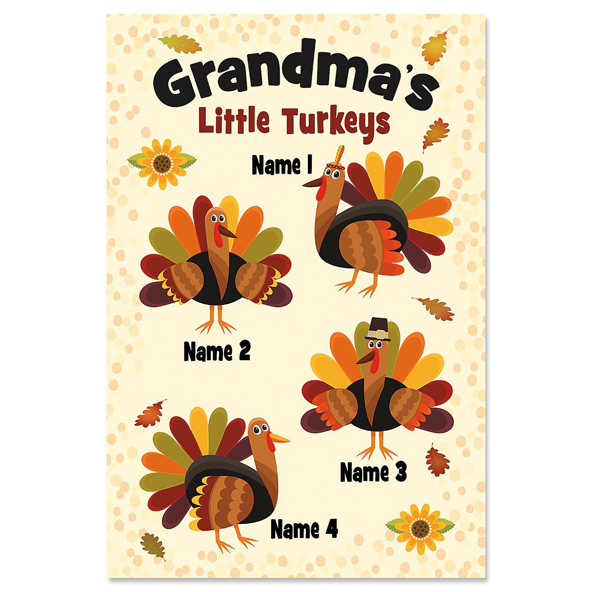 Grandma's Turkeys Personalized Garden Flag - 4 Names
