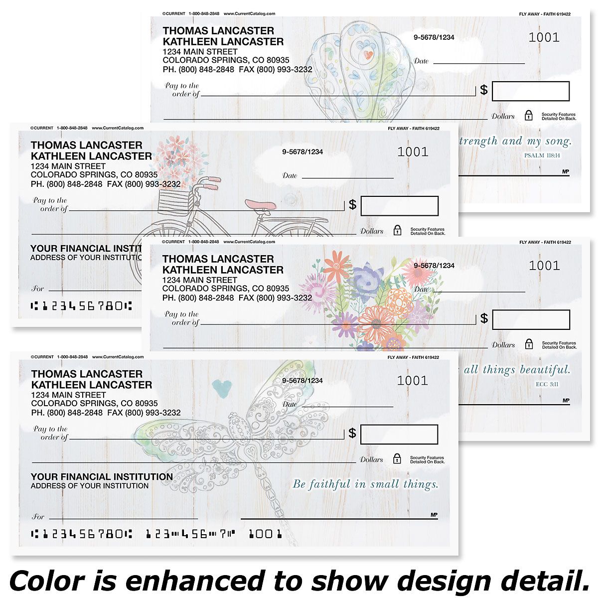 Fly Away Personal Checks | Colorful Images