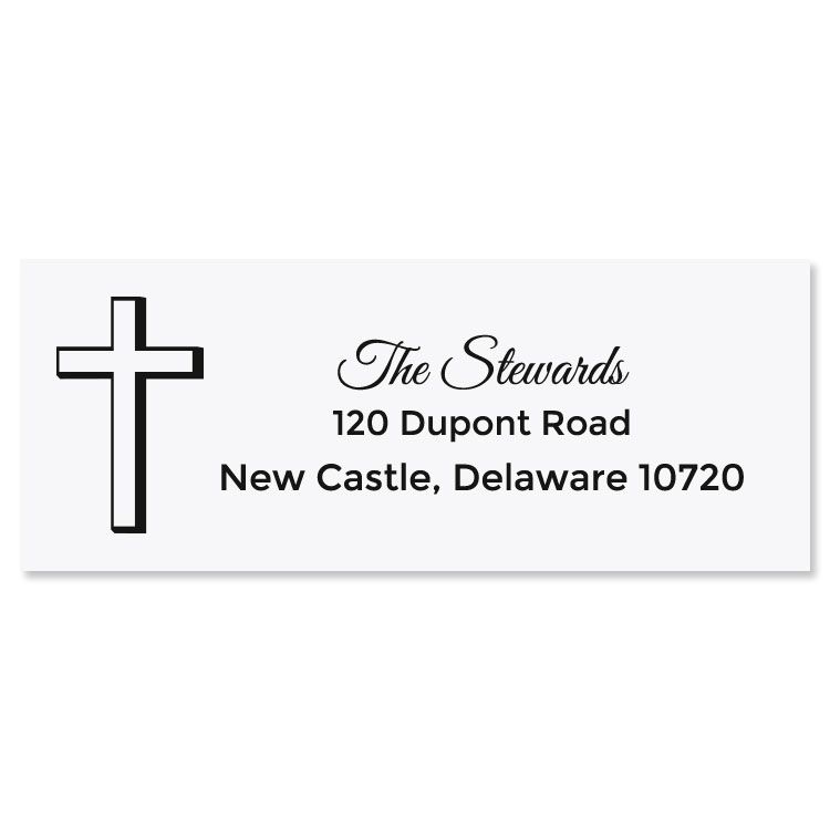Custom Simple Cross Address Stamp - Black Ink Black Stamp