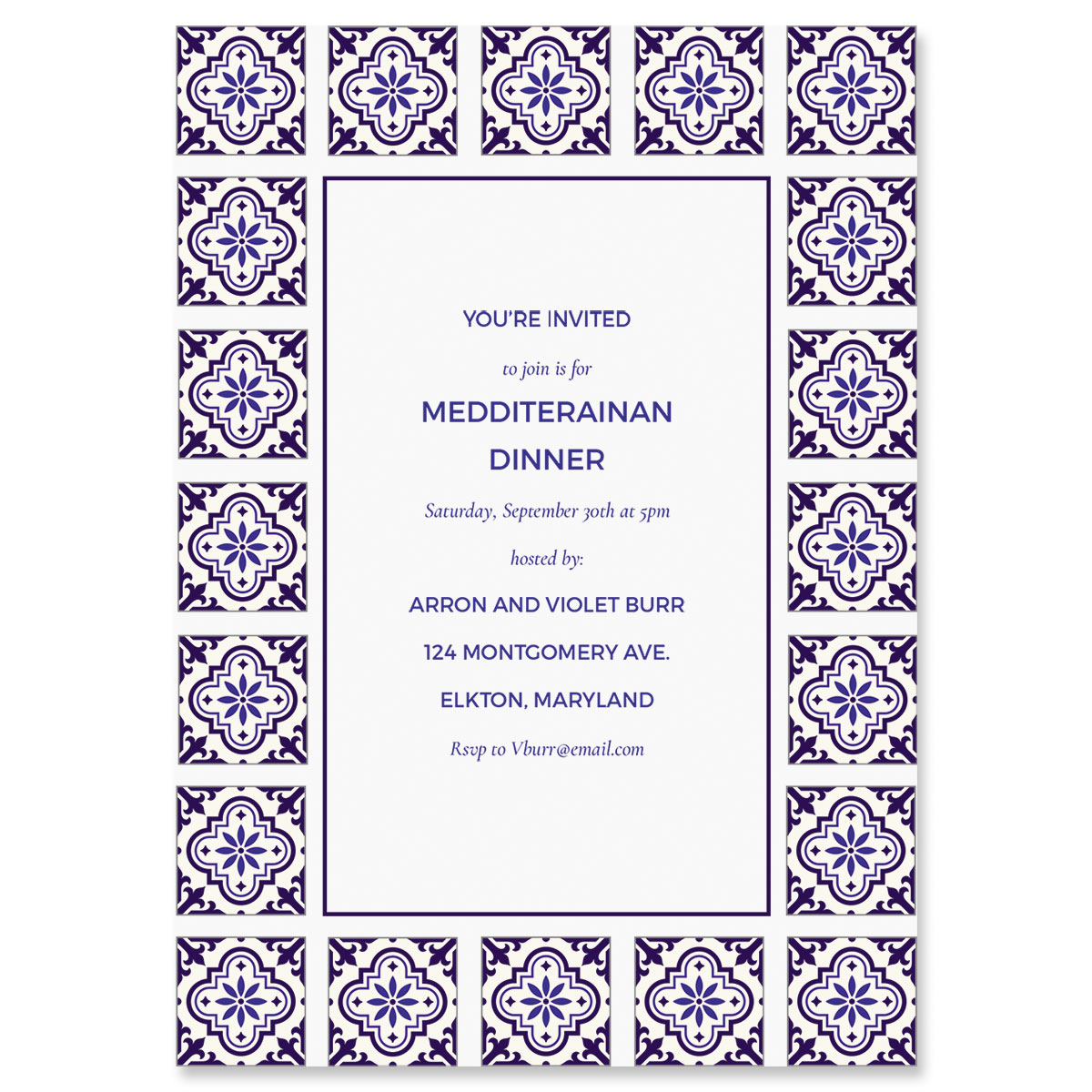 Custom Styled Mediterranean Invitation - Heavy Weight Stock