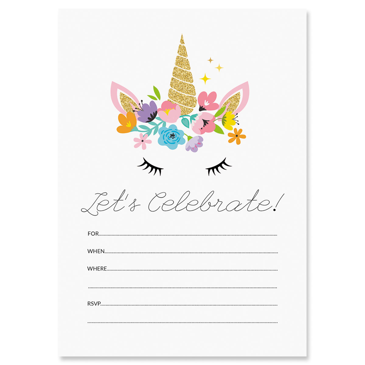 Unicorn Fill In The Blank Birthday Invitations | Colorful Images