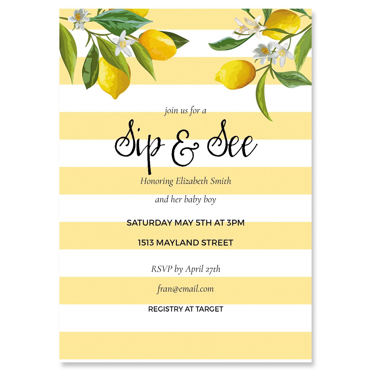 Custom Life and Lemons Shower Invitations - Light Weight Stock