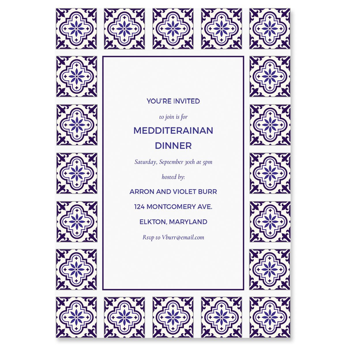Custom Styled Mediterranean Invitation - Light Weight Stock