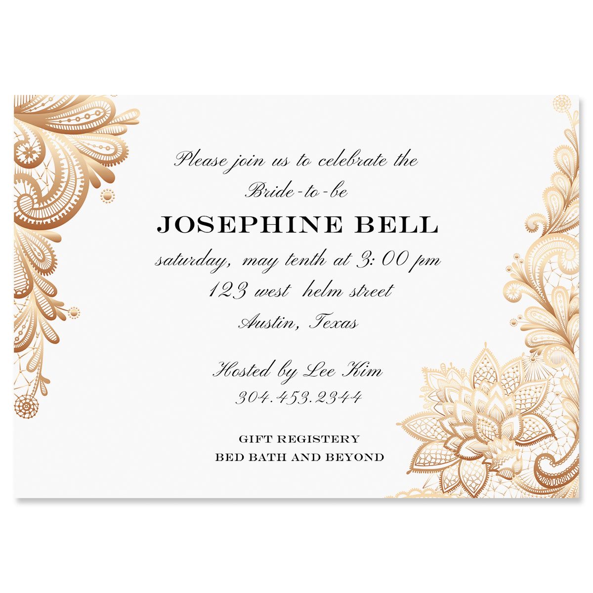 Custom Gold Lace Invitation - Heavy Weight Stock