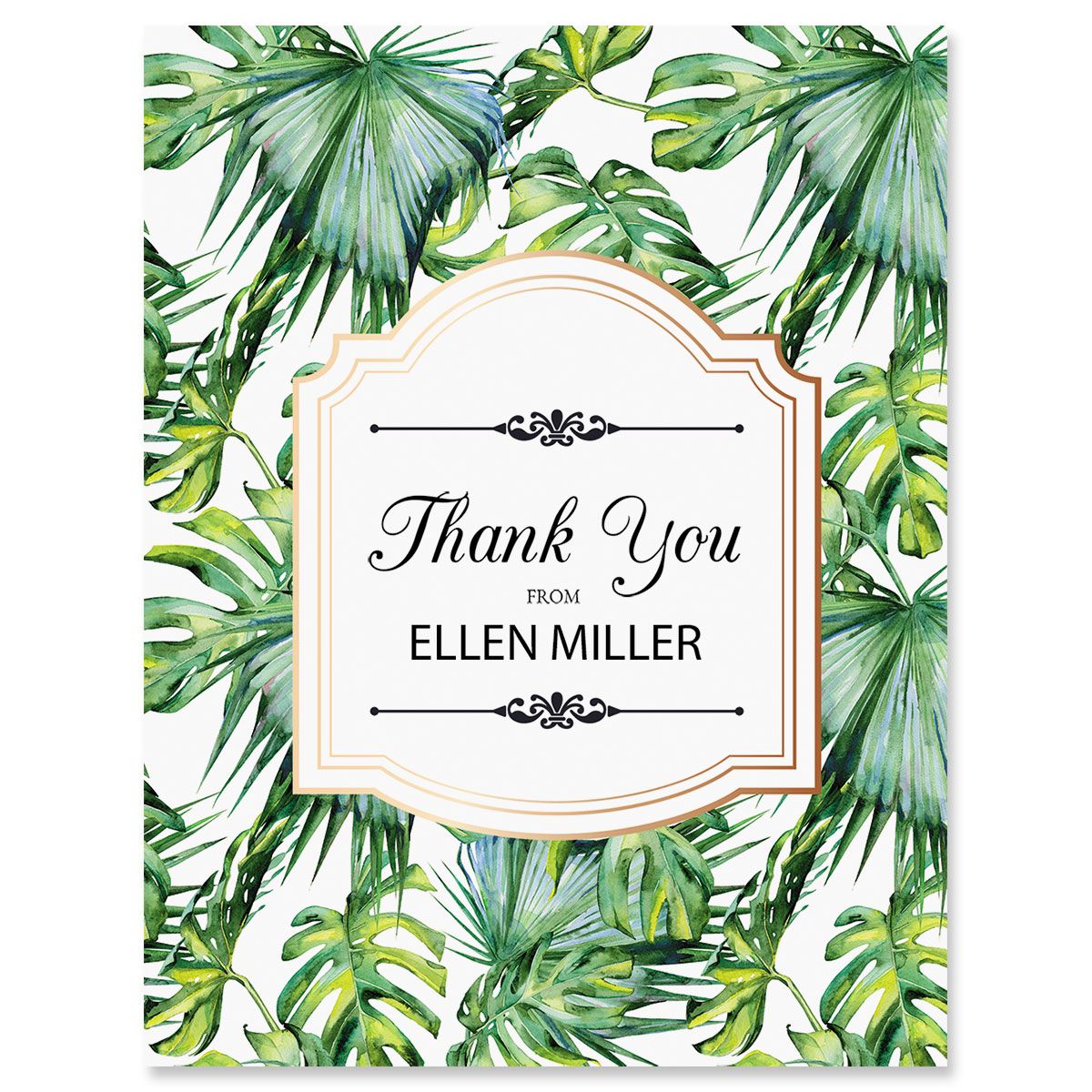 Custom Palm & Gold Thank You Cards - Heavy Stock