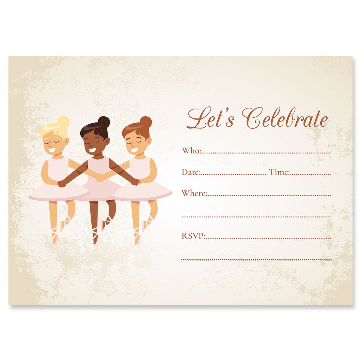 Ballerina Fill In The Blank Birthday Invitations