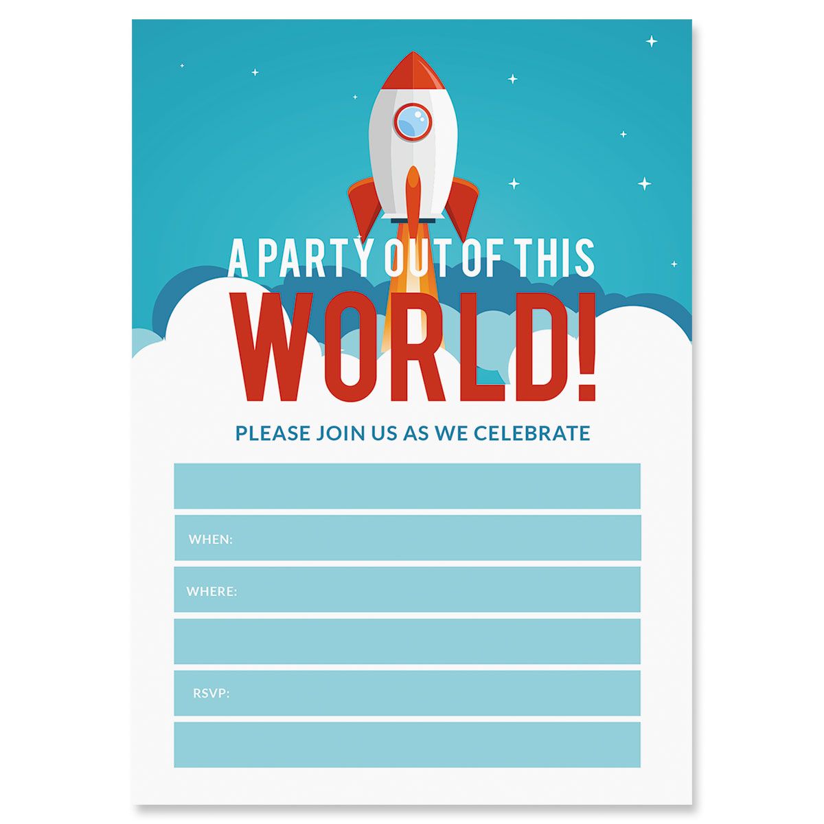 Out of This World Fill In The Blank Birthday Invitations