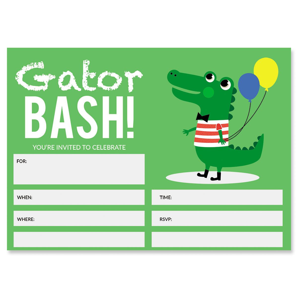 Gator Fill In The Blank Birthday Invitations