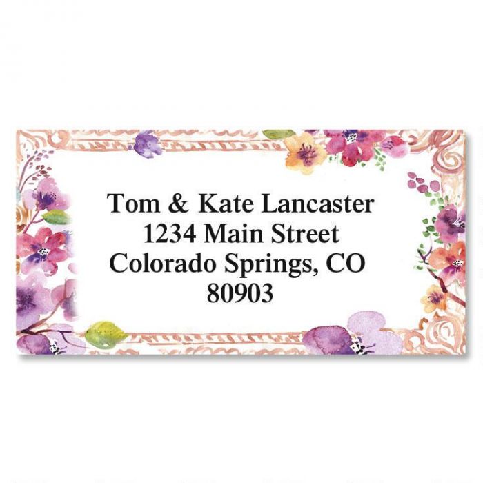 Floral Frame Border Return Address Labels Colorful Images