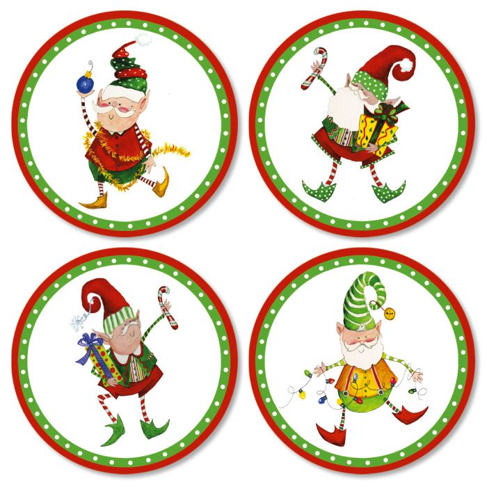 christmas elves envelope seals 4 designs