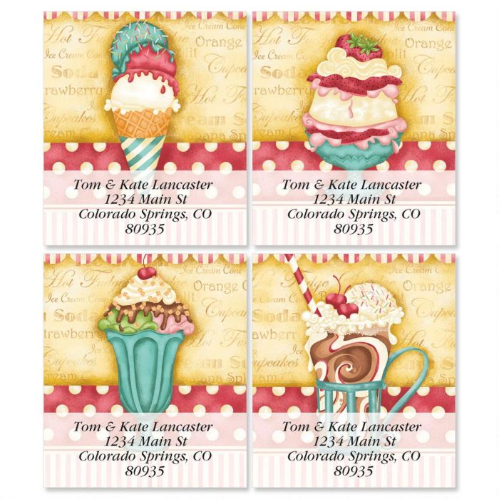 Soda Fountain Select Return Address Labels Colorful Images
